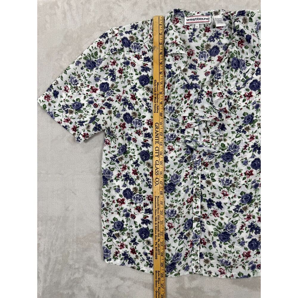 Vintage Westbound Floral Ruffle Blouse Cottagecore Secretary Top‎ Women's 12 - Picture 9 of 9